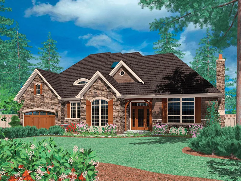 Ranch House Plan Front Image - White River Luxury Home 011S-0012 - Shop House Plans and More
