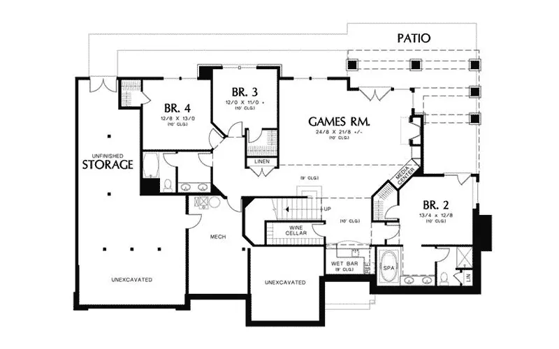Ranch House Plan Lower Level Floor - White River Luxury Home 011S-0012 - Shop House Plans and More
