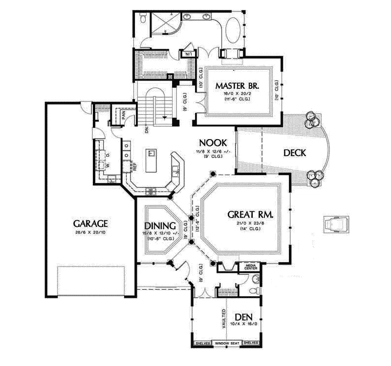 Ranch House Plan First Floor - Canyoncove Luxury Home 011S-0014 - Search House Plans and More