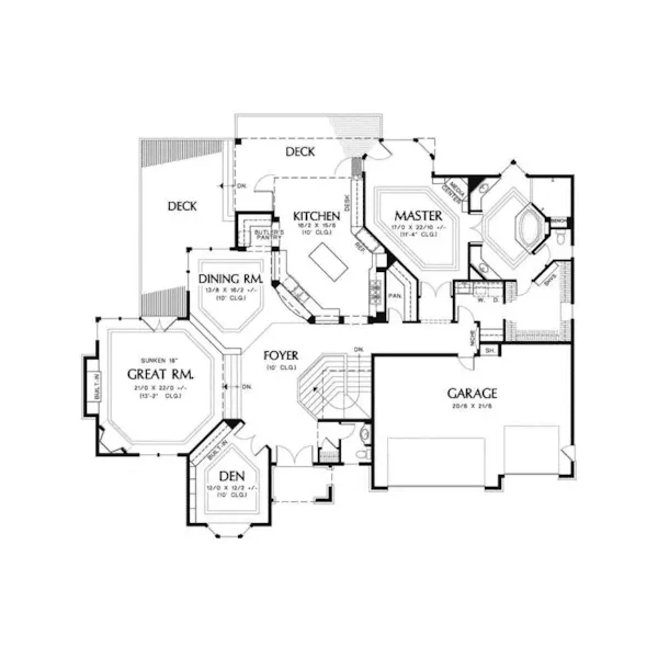 Luxury House Plan First Floor - Hamptonview Luxury Home 011S-0015 - Search House Plans and More