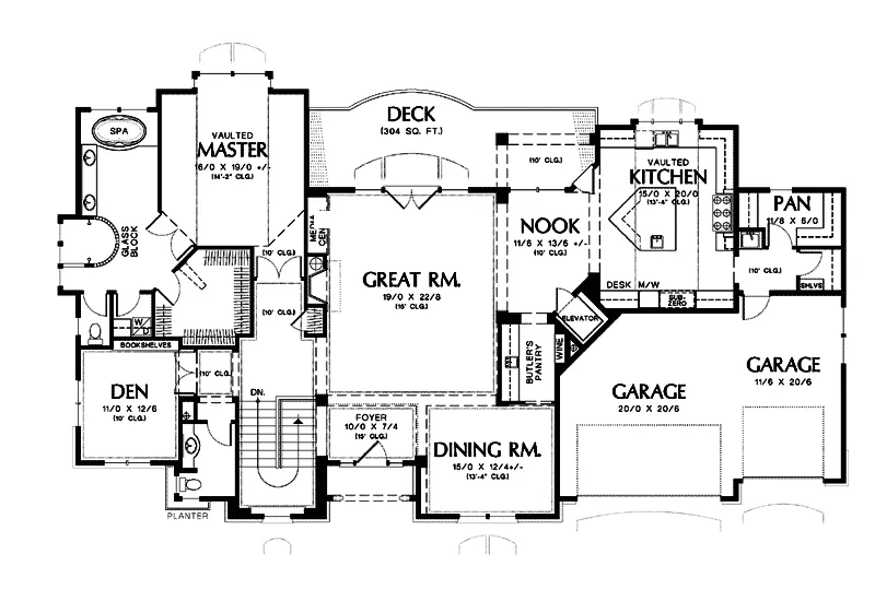 Country French House Plan First Floor - Vineda Country French Home 011S-0016 - Shop House Plans and More