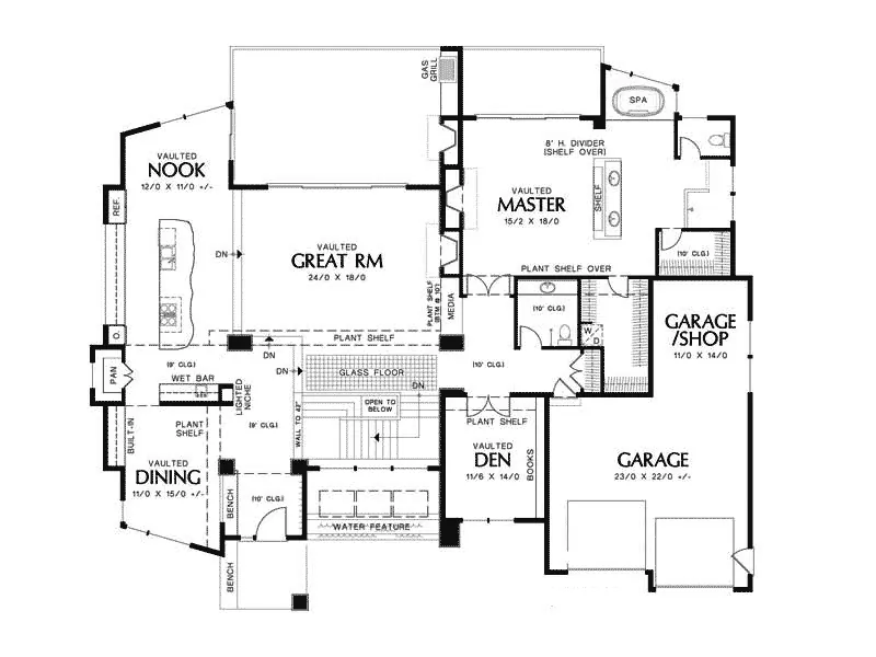 Beach & Coastal House Plan First Floor - Castlerock Manor Luxury Home 011S-0018 - Search House Plans and More