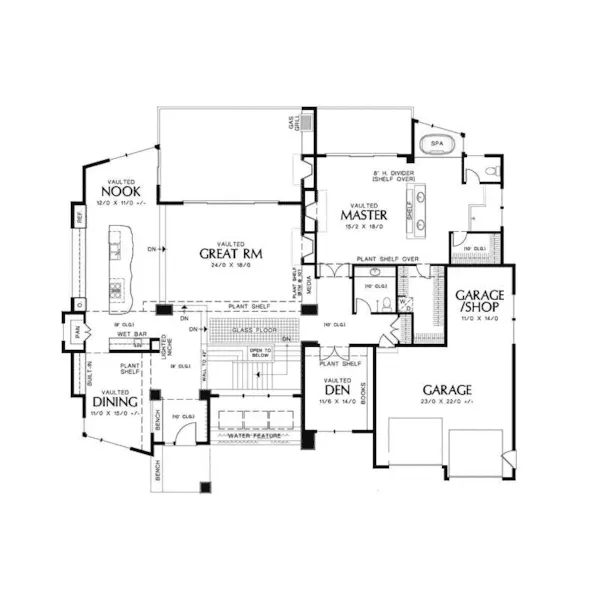 Rustic House Plan First Floor - Castlerock Manor Luxury Home 011S-0018 - Search House Plans and More