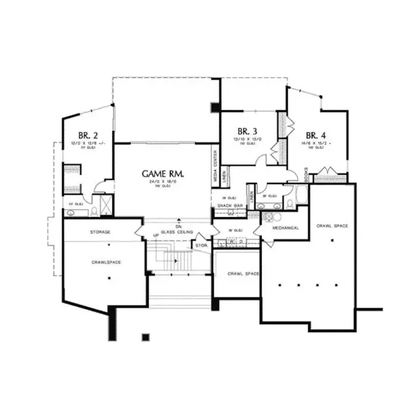 Rustic House Plan Lower Level Floor - Castlerock Manor Luxury Home 011S-0018 - Search House Plans and More