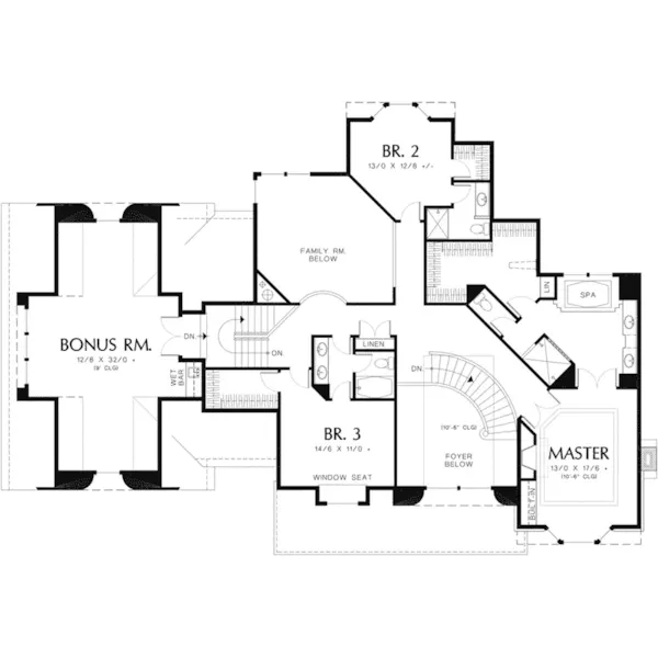 Shingle House Plan Second Floor - Sutter Place Craftsman Home 011S-0026 - Shop House Plans and More