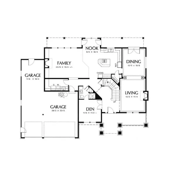 Arts & Crafts House Plan First Floor - Ralston Manor Craftsman Home 011S-0030 - Shop House Plans and More