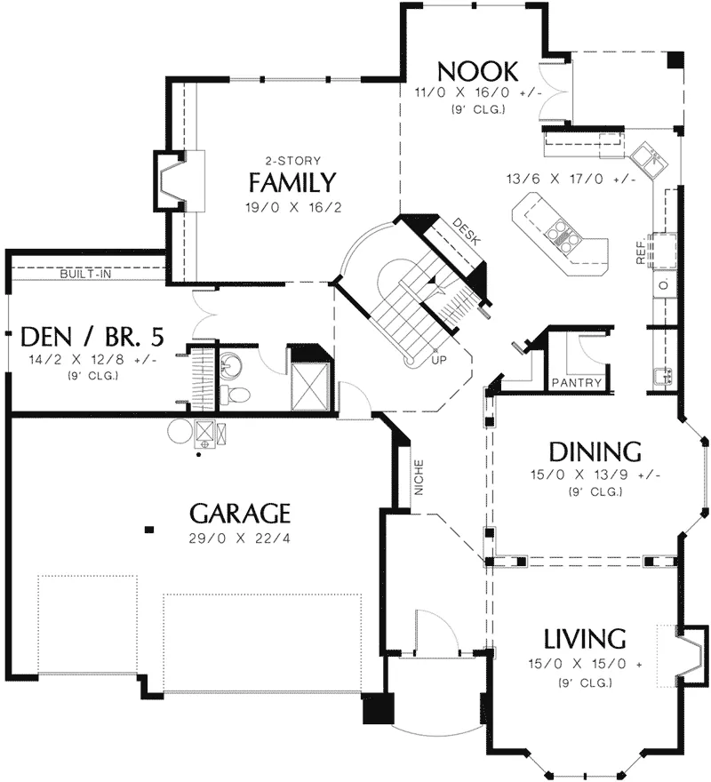 Sunbelt House Plan First Floor - Swinton Traditional Home 011S-0031 - Shop House Plans and More