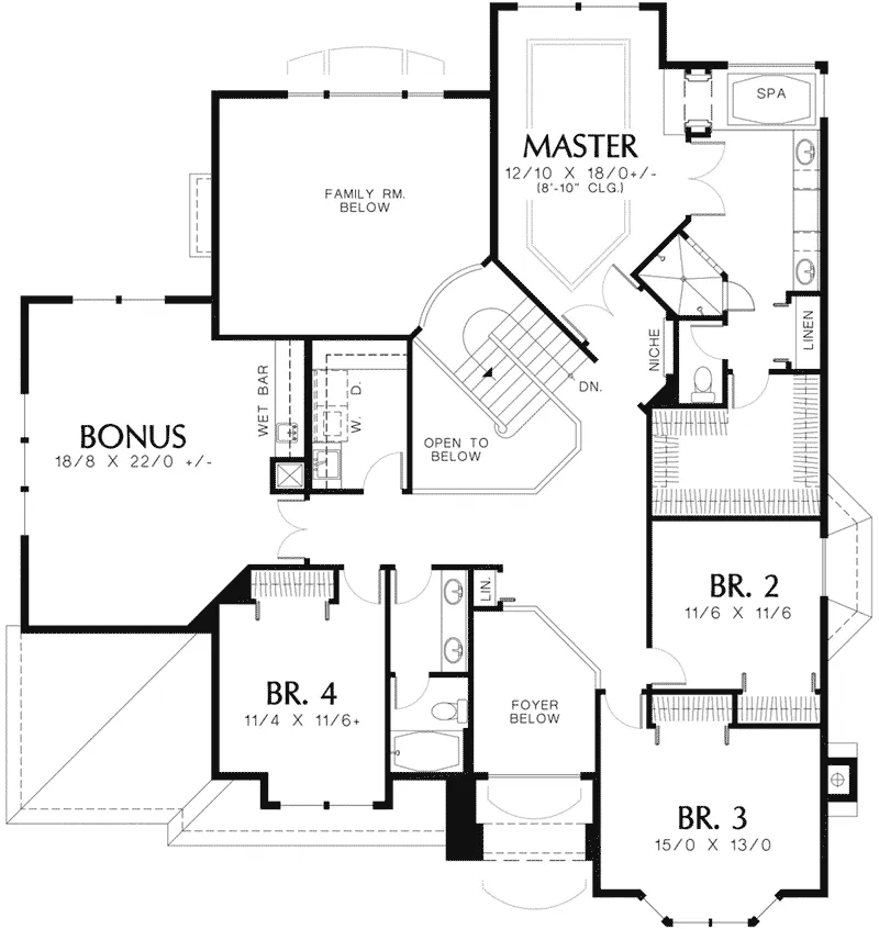 Florida House Plan Second Floor - Swinton Traditional Home 011S-0031 - Shop House Plans and More