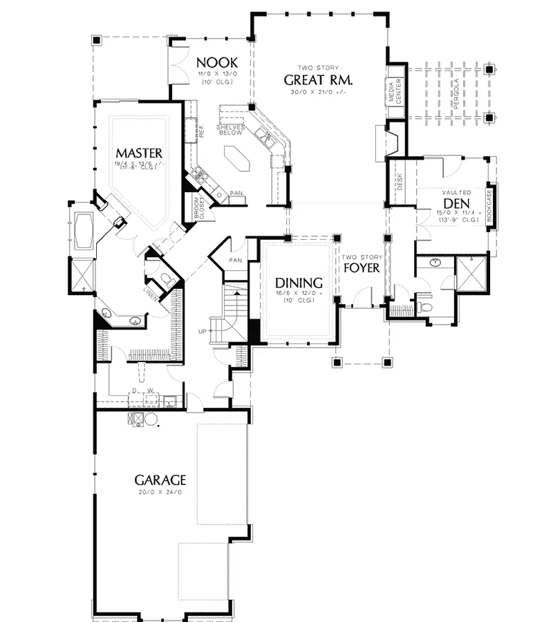 Craftsman House Plan First Floor - Westaire Hill Luxury Style Home 011S-0033 - Shop House Plans and More