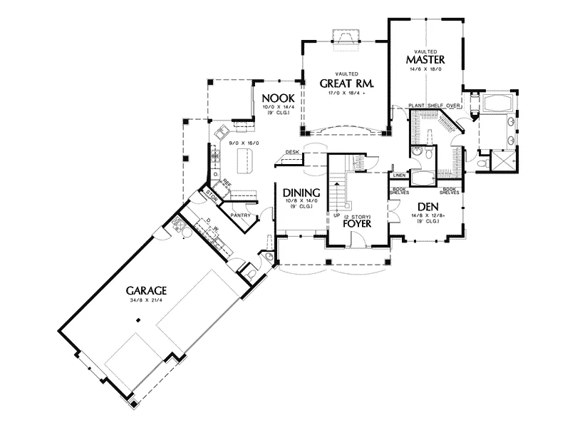 Craftsman House Plan First Floor - Savoy Hill Arts & Crafts Home 011S-0034 - Shop House Plans and More