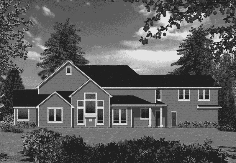 Craftsman House Plan Rear Elevation - Savoy Hill Arts & Crafts Home 011S-0034 - Shop House Plans and More