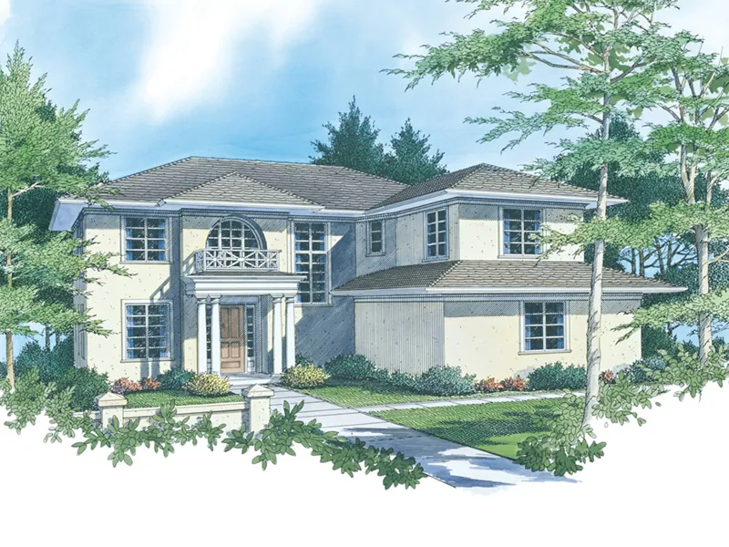 Mediterranean House Plan Front Image - Vreeland Luxury Home 011S-0035 - Shop House Plans and More