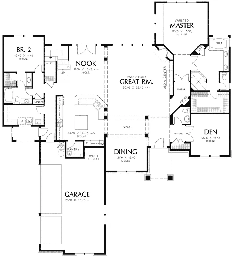 Country French House Plan First Floor - Grand Hollow Craftsman Home 011S-0037 - Search House Plans and More