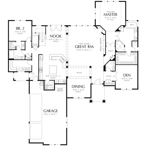 Country French House Plan First Floor - Grand Hollow Craftsman Home 011S-0037 - Search House Plans and More