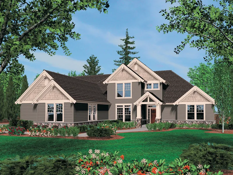 Luxury House Plan Front of Home - Grand Hollow Craftsman Home 011S-0037 - Search House Plans and More