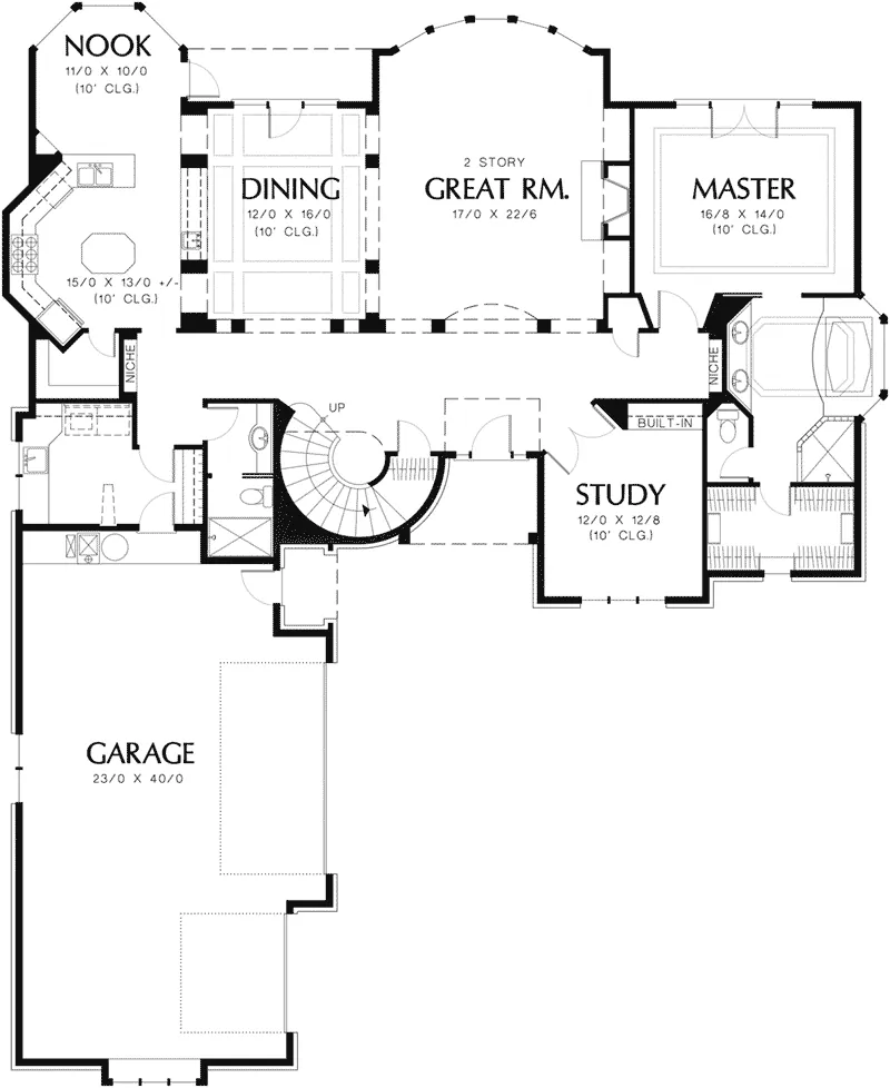 European House Plan First Floor - Drurville European Home 011S-0038 - Search House Plans and More