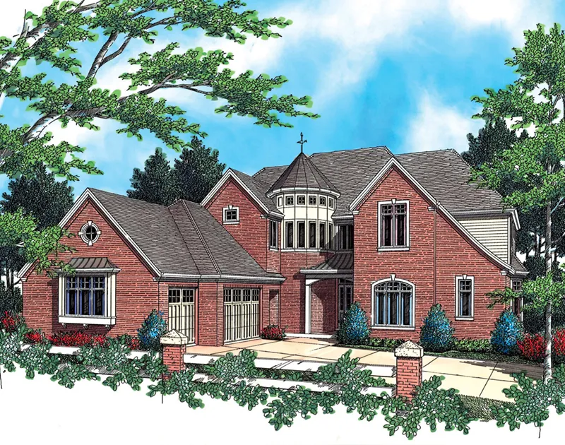 Luxury House Plan Front of Home - Drurville European Home 011S-0038 - Search House Plans and More