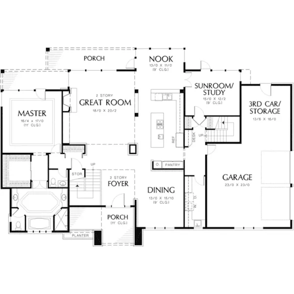 Prairie House Plan First Floor - Sidney Manor Luxury Home 011S-0040 - Shop House Plans and More