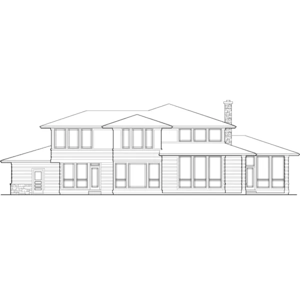 Prairie House Plan Rear Elevation - Sidney Manor Luxury Home 011S-0040 - Shop House Plans and More