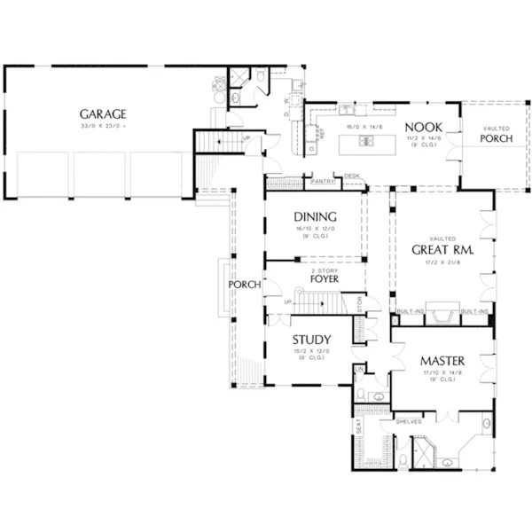 Southern House Plan First Floor - Saltspring Luxury Home 011S-0041 - Shop House Plans and More