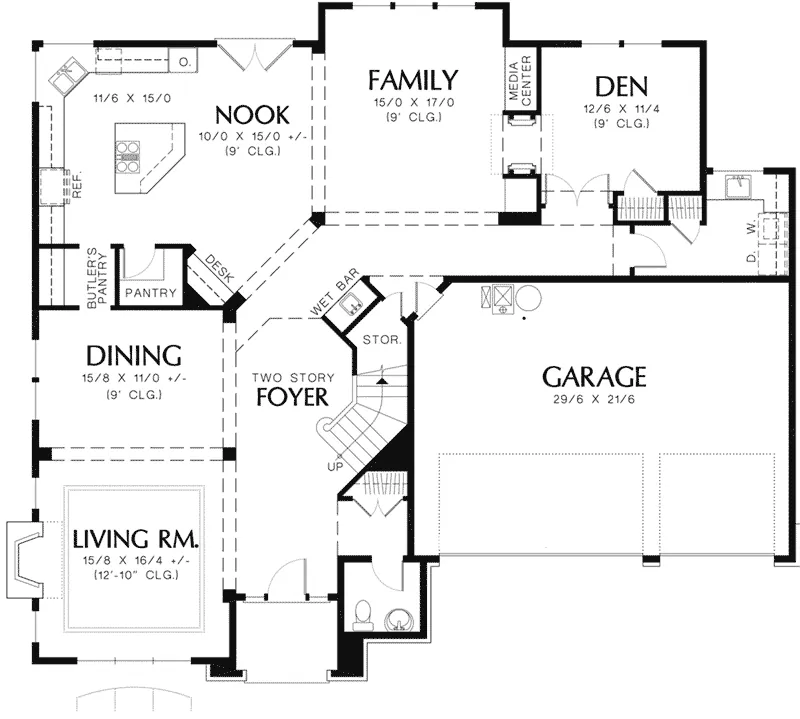 Luxury House Plan First Floor - Lincoln Shingle Luxury Home 011S-0044 - Shop House Plans and More