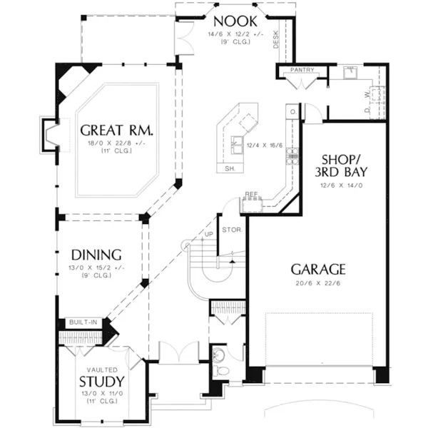 Arts & Crafts House Plan First Floor - Sloan Luxury European Home 011S-0046 - Shop House Plans and More