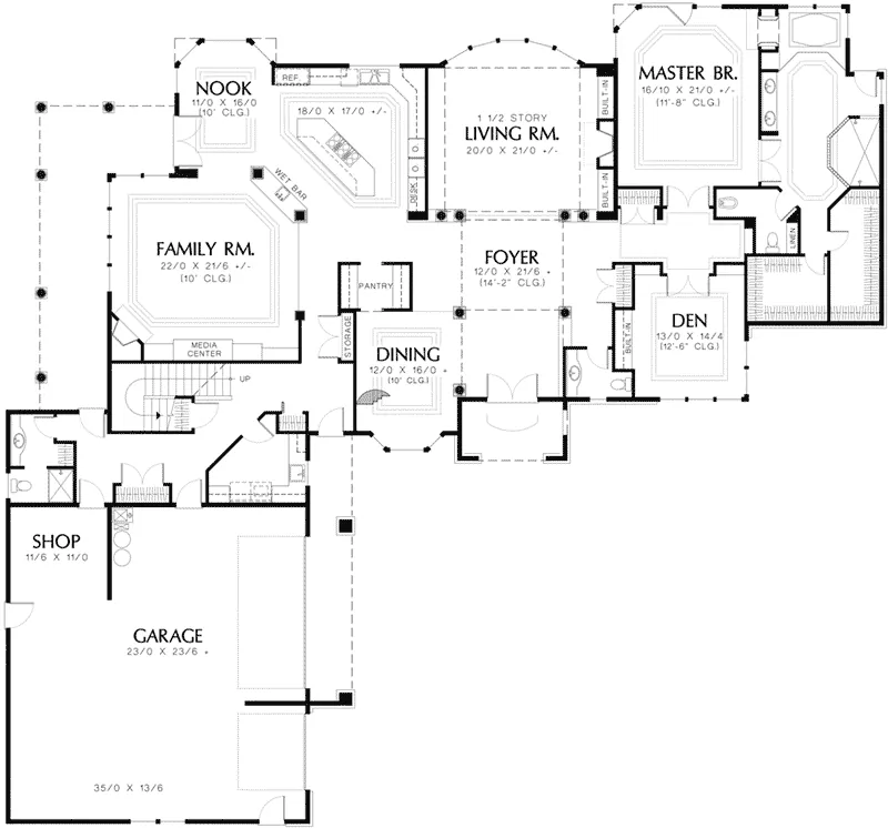 European House Plan First Floor - Pierce Luxury Home 011S-0049 - Shop House Plans and More