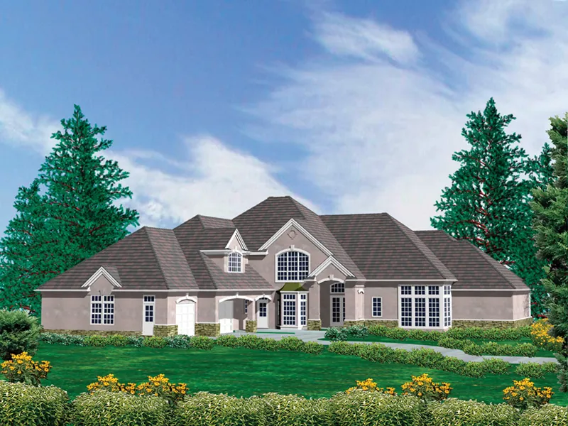 Traditional House Plan Front Image - Pierce Luxury Home 011S-0049 - Shop House Plans and More