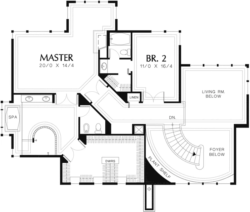Arts & Crafts House Plan Second Floor - Outlook Prairie Style Home 011S-0050 - Shop House Plans and More