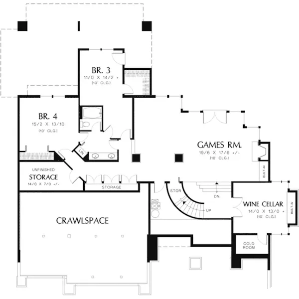 Luxury House Plan Lower Level Floor - Outlook Prairie Style Home 011S-0050 - Shop House Plans and More