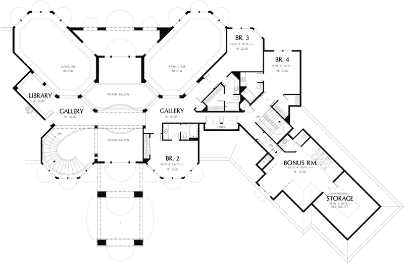 Florida House Plan Second Floor - La Casa Mediterranean Home 011S-0051 - Shop House Plans and More