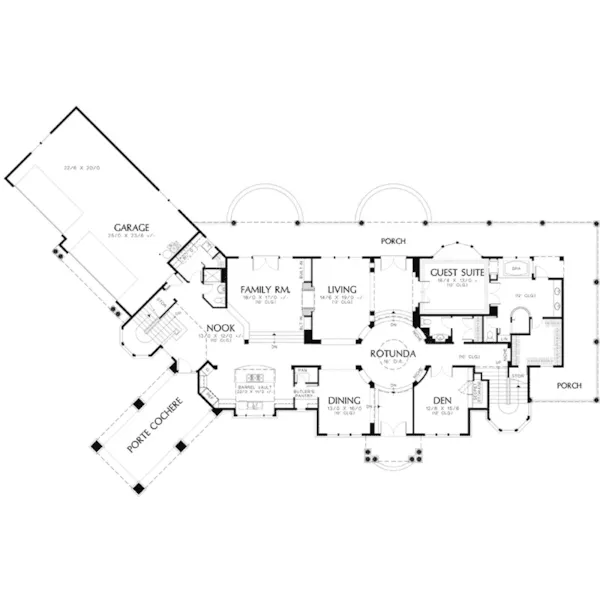 Arts & Crafts House Plan First Floor - Mission Peak Luxury Home 011S-0054 - Shop House Plans and More