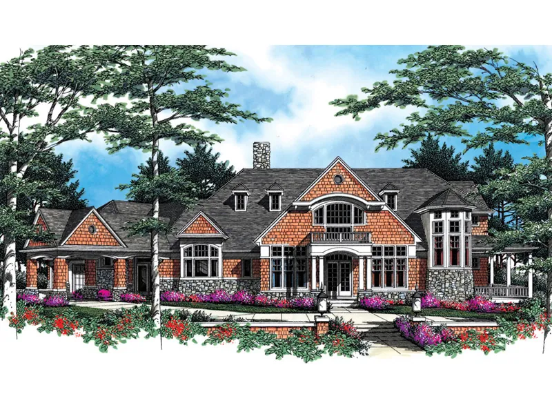 Waterfront House Plan Front Image - Mission Peak Luxury Home 011S-0054 - Shop House Plans and More