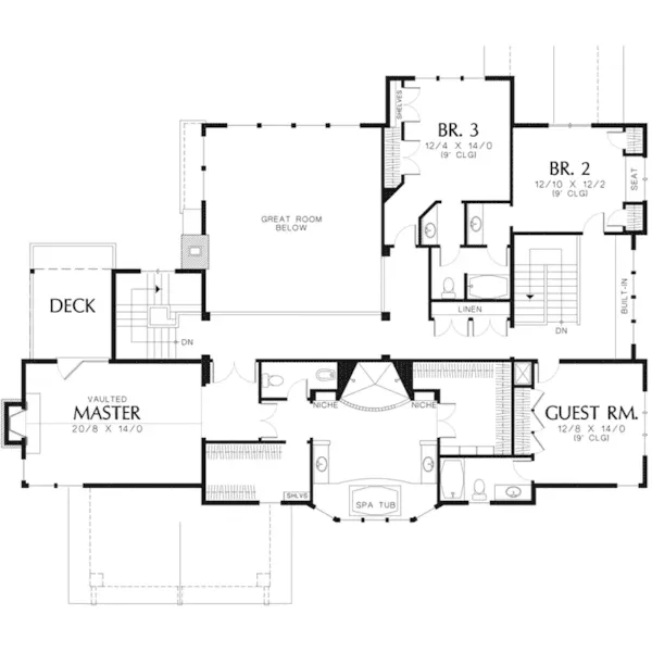 Craftsman House Plan Second Floor - Quincy Manor Luxury Home 011S-0055 - Shop House Plans and More