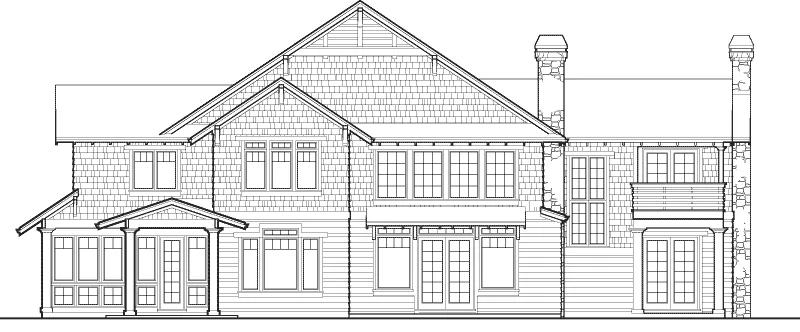 Arts & Crafts House Plan Rear Elevation - Quincy Manor Luxury Home 011S-0055 - Shop House Plans and More