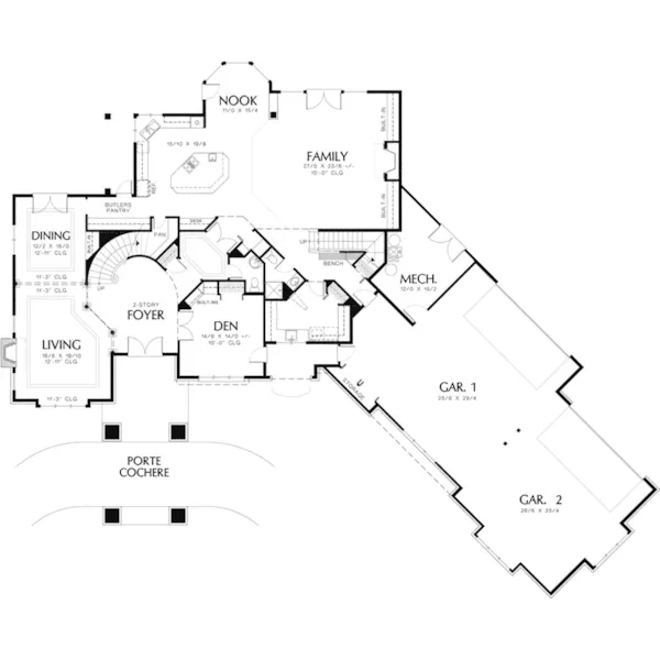 Shingle House Plan First Floor - Dolce Luxury European Home 011S-0057 - Shop House Plans and More