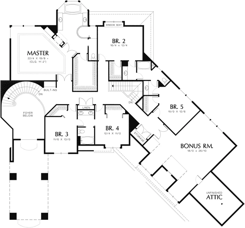 Shingle House Plan Second Floor - Dolce Luxury European Home 011S-0057 - Shop House Plans and More