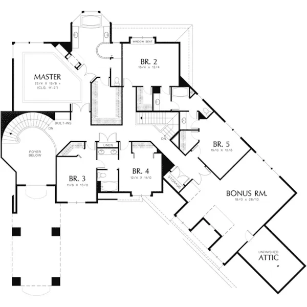 Shingle House Plan Second Floor - Dolce Luxury European Home 011S-0057 - Shop House Plans and More