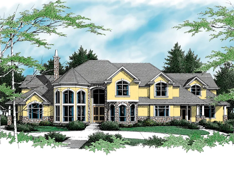 Traditional House Plan Front of Home - Moretto European Luxury Home 011S-0059 - Shop House Plans and More