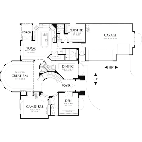 European House Plan First Floor - Sidonian Luxury Home 011S-0060 - Shop House Plans and More