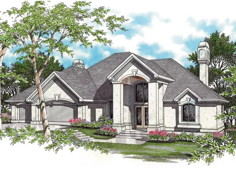 Florida House Plan Front Image - Trigg Point Luxury Home 011S-0064 - Shop House Plans and More