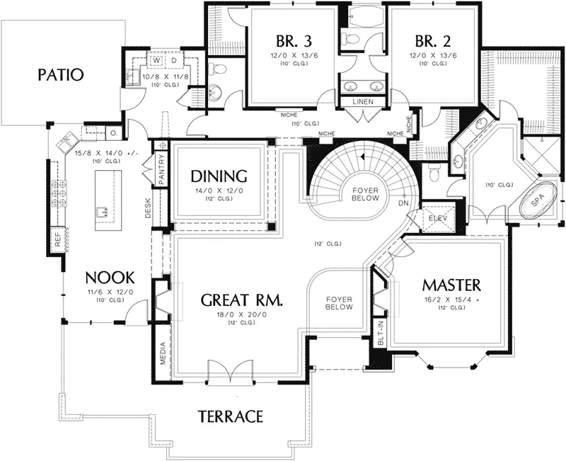 Waterfront House Plan First Floor - Wessington Luxury Home 011S-0067 - Shop House Plans and More