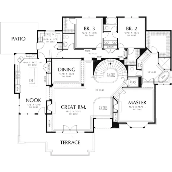 Neoclassical House Plan First Floor - Wessington Luxury Home 011S-0067 - Shop House Plans and More