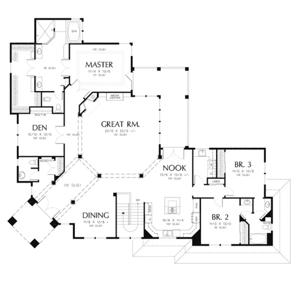 Modern House Plan First Floor - Simms Hollow Luxury Home 011S-0068 - Shop House Plans and More