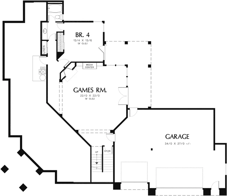 Vacation House Plan Lower Level Floor - Simms Hollow Luxury Home 011S-0068 - Shop House Plans and More