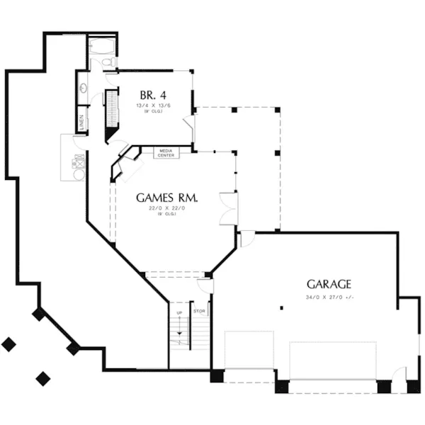 Modern House Plan Lower Level Floor - Simms Hollow Luxury Home 011S-0068 - Shop House Plans and More