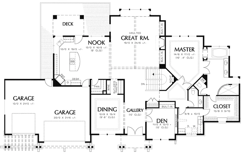 Luxury House Plan First Floor - Silver Creek Craftsman Home 011S-0069 - Shop House Plans and More