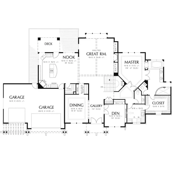 Craftsman House Plan First Floor - Silver Creek Craftsman Home 011S-0069 - Shop House Plans and More