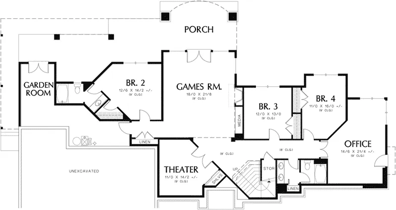 Rustic House Plan Lower Level Floor - Perdana Luxury Home 011S-0070 - Shop House Plans and More