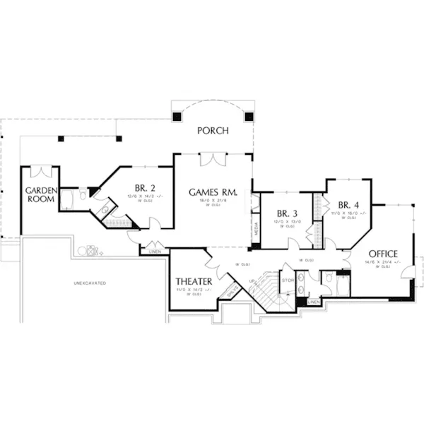 Rustic House Plan Lower Level Floor - Perdana Luxury Home 011S-0070 - Shop House Plans and More